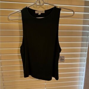 Black Crop Muscle Tee with Cut Out Design